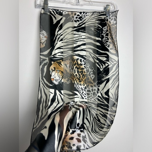 Vintage Y2K 90s Boho Leopard Print Graphic Silk blend Satin unbranded Scarf - Picture 1 of 13